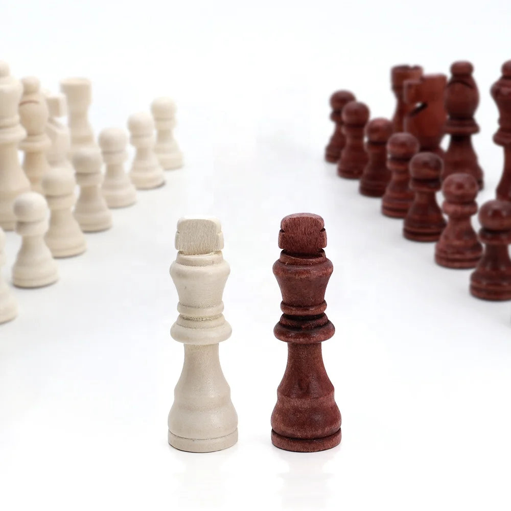 Wholesale Hot Sale 7.6cm Wooden Chess Set Exta 2pcs Chess Chips Without Package for Chess Game