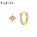 CZCITY Fashion Asymmetric Gold Sterling Korean Western Trendy Iced Out Brazilian Silver Hoop Earring MegaBDM