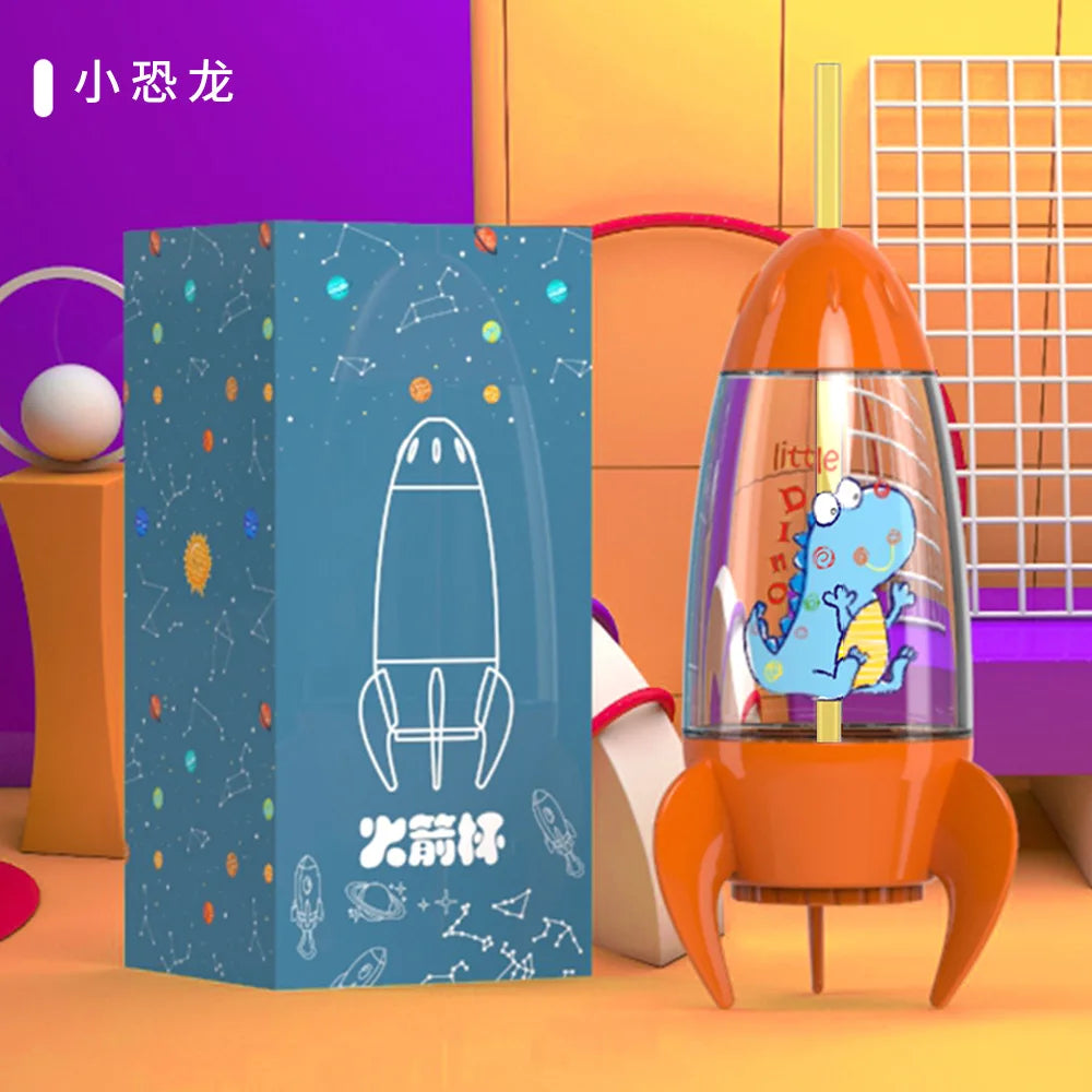 DASHU Mini Cute Rocket Shape Tritan Eco-Friendly 500ml Direct Drinking Water Bottle Straw Custom Logo Kids Parties Promotions