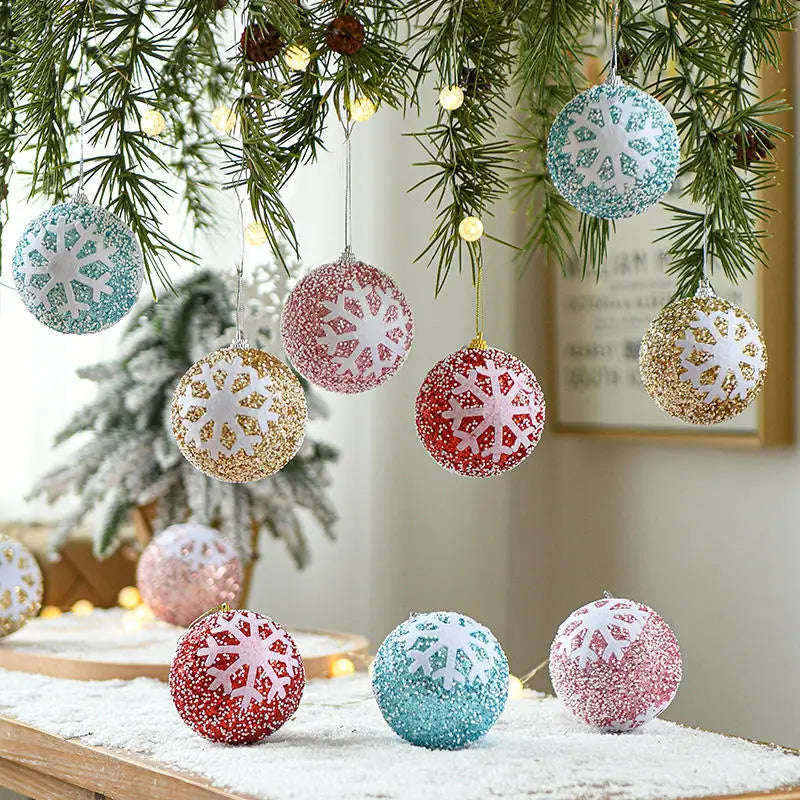 Navidad Xmas Hanging Christmas Tree Balls Christmas Ornaments Ball 8cm Red Gold Christmas Balls Ornaments in Bulk