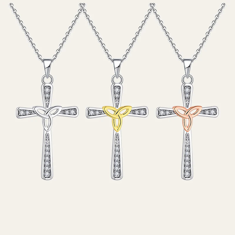 925 Sterling Silver Custom Cross Shape Necklace Excellent Fashion Couple Statement Jewelry Cubic Zircon for Weddings Parties