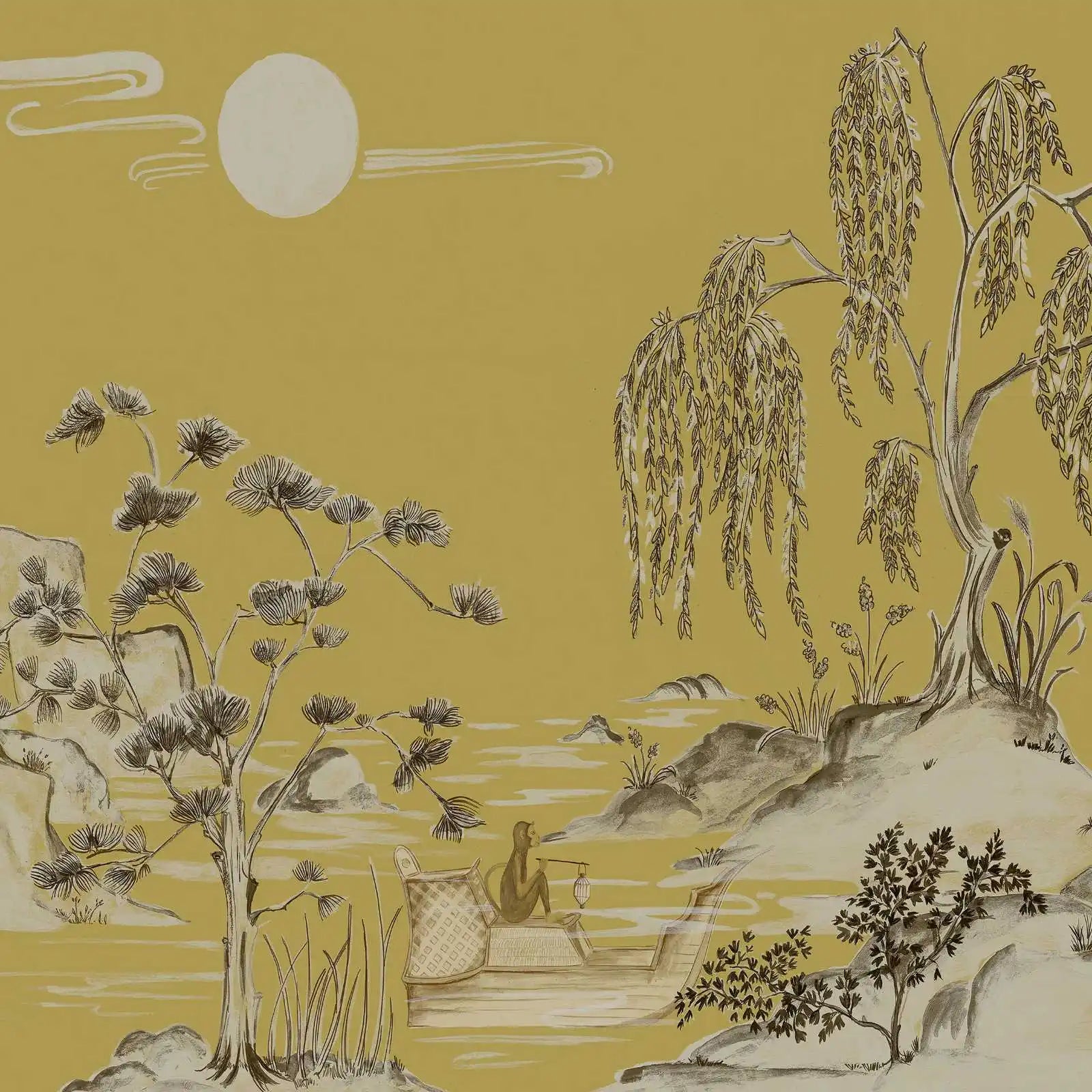 YF-SN3 3D Modern Home Decoration Animal Print Tree Gold Landscape Mountains Murals Wallpaper