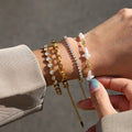 QISEN 2026 Pearl Gold Chain Bracelet Set for Women Stainless Steel 18K Gold Plated Stackable Statement Bracelets Jewelry