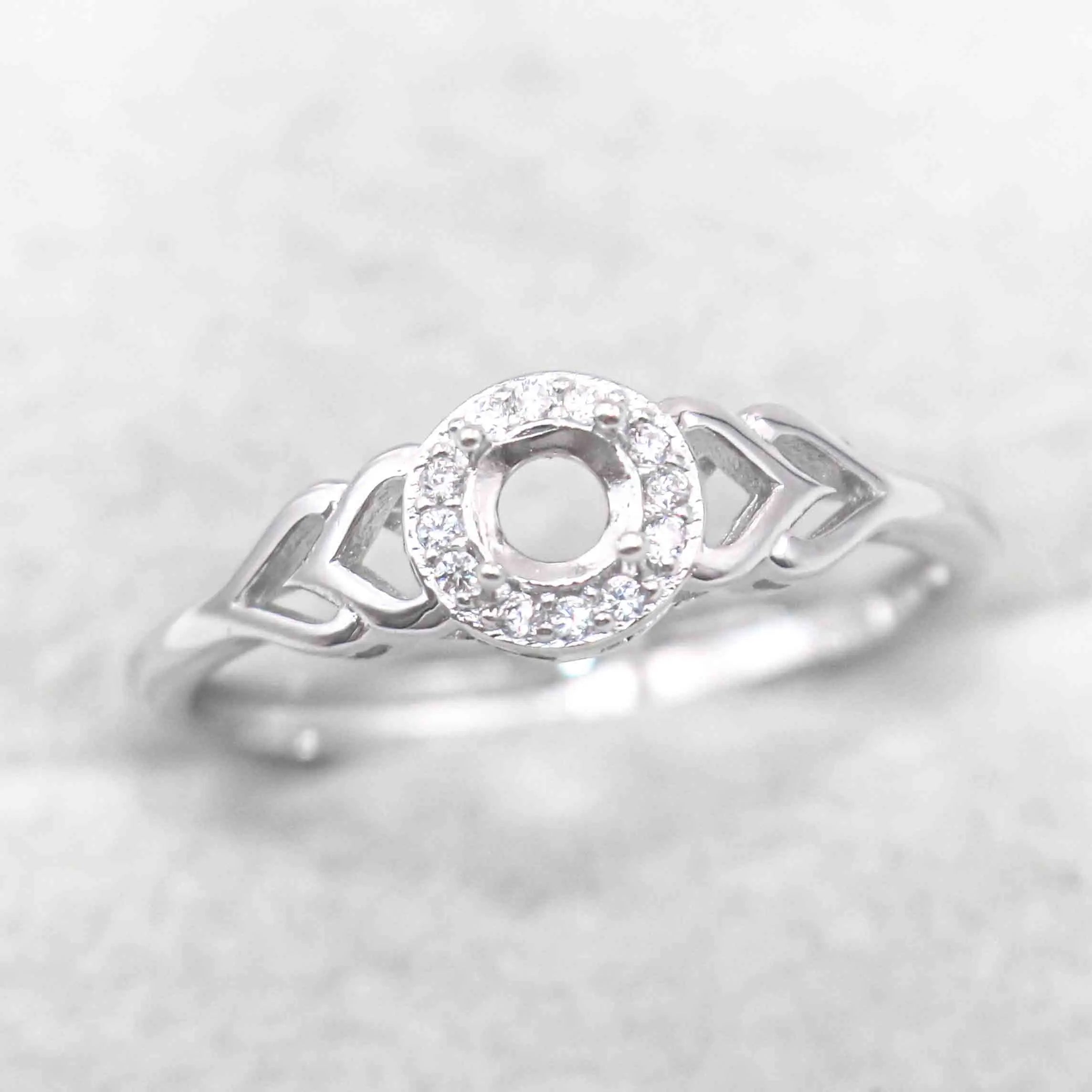 Sterling Silver 4*4mm Semi Mount Ring Empty Frame Blank Support Claw Setting S925 Base Holder Without Center Stone for DIY Inlay