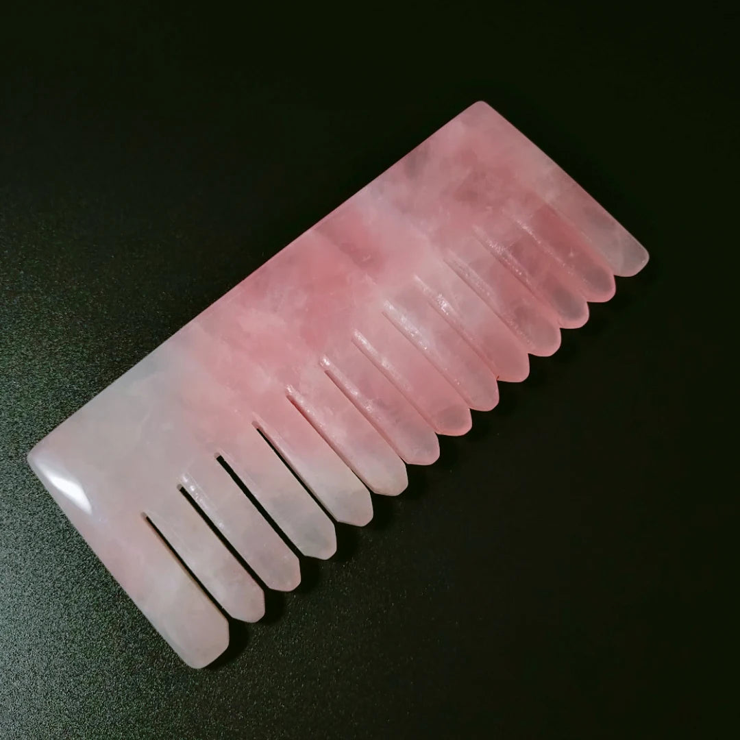 Rose Quartz Jade Scalp Comb Gua Sha Jade Stone Comb