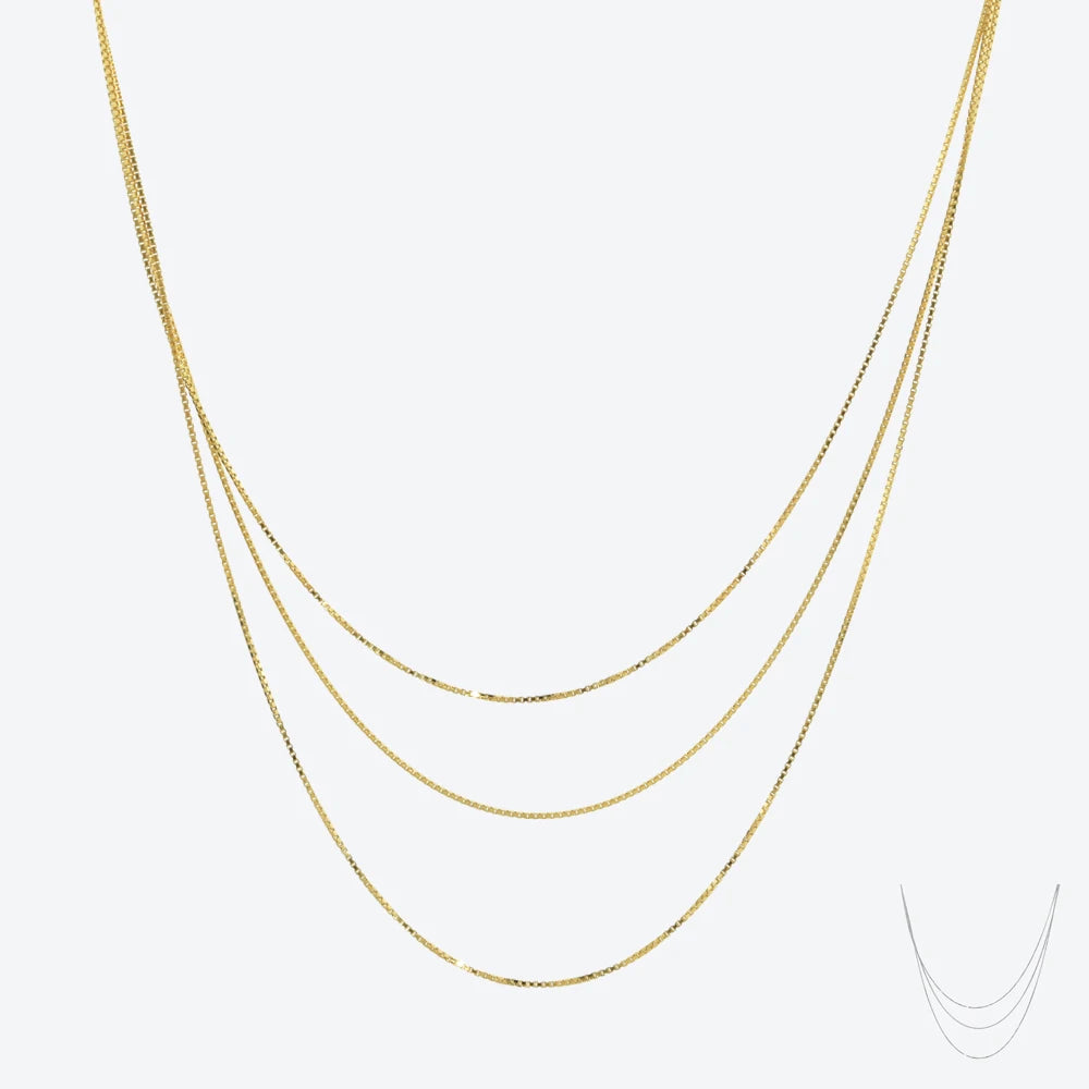 FUAMAY Silver 925 Layered Box Necklace Sweater Chain Basic Chain Minimal Silver Necklace Boxes