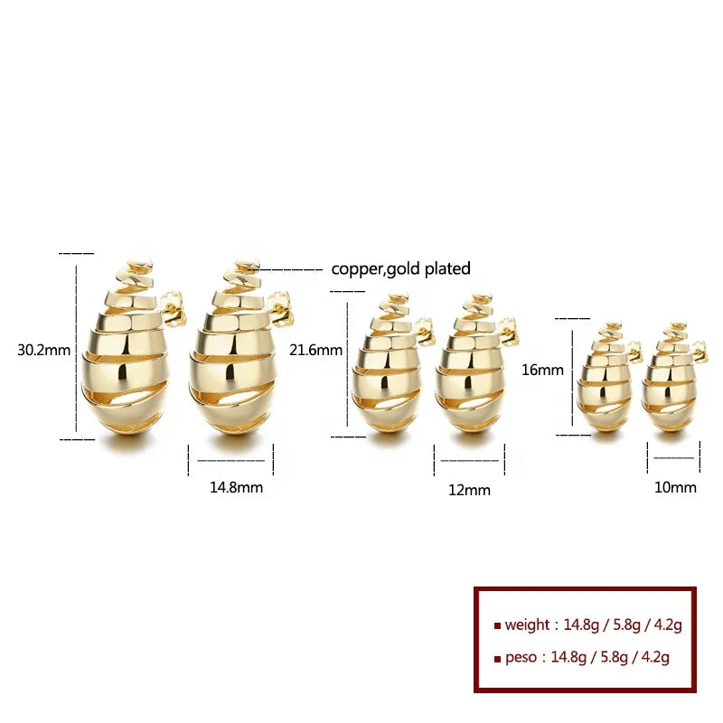 Joyeria Oro in Stock Fashion Jewelry 18K Laminated Gold Bisuterias Plated Vintage Wholesale Earrings Women Studs