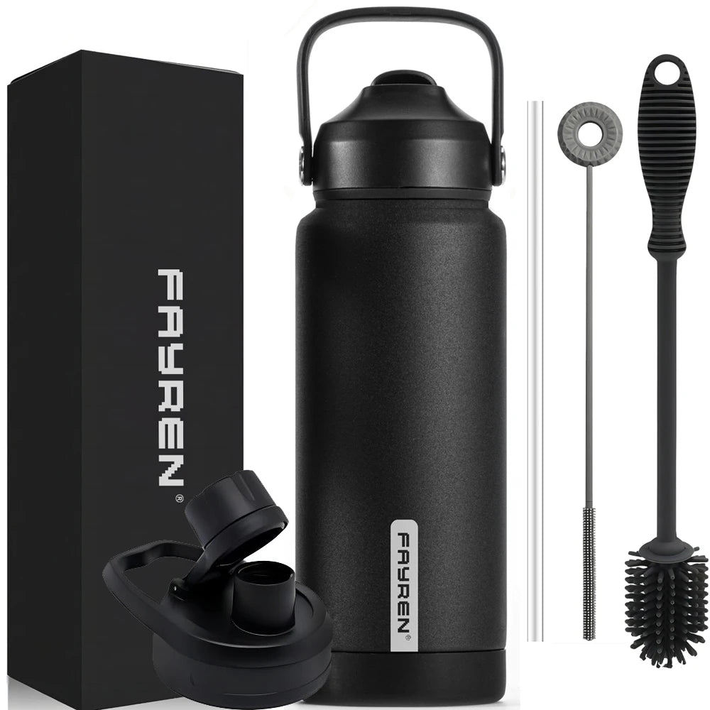 Portable Stainless Steel Travel Sports Drink Water Bottle Double Wall Insulated Vacuum Flask With Lid