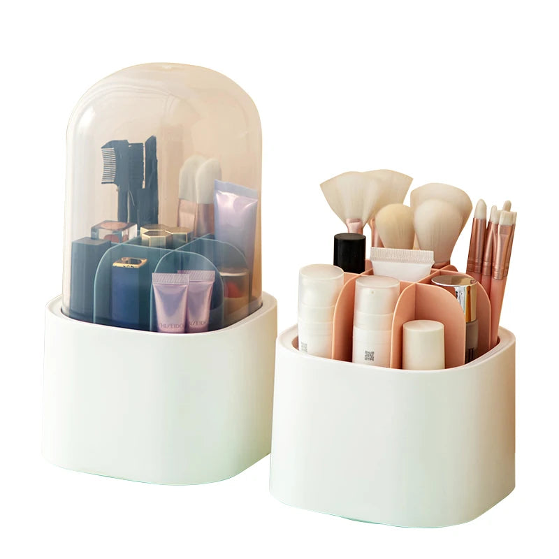 PP Plastic Eco-friendly Durable 360 Degree Rotating European Style Multifunction Cosmetic Storage Box Mini Desktop Stationery