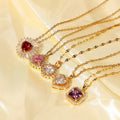 Love Heart Pendant Necklace with Birthstone Crystals Jewelry Gifts Necklace for Women