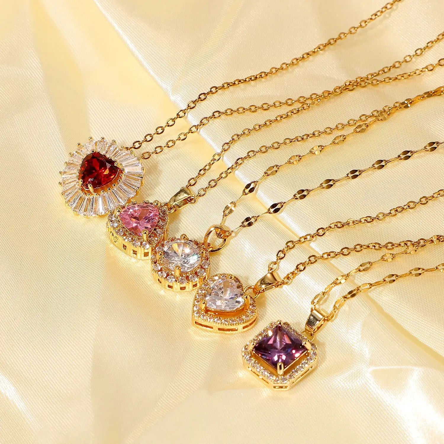Love Heart Pendant Necklace with Birthstone Crystals Jewelry Gifts Necklace for Women
