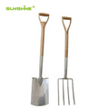SUNSHINE China Supplier FSC Ash Wood D Handle Garden Tools Stainless Spade and Fork