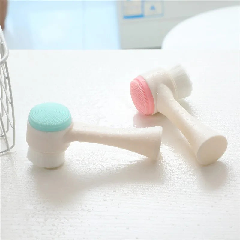 Silicone Face-washing Brush Cleanser Manual Brush Soft Hair 3D Double-sided Manual Massage Brush