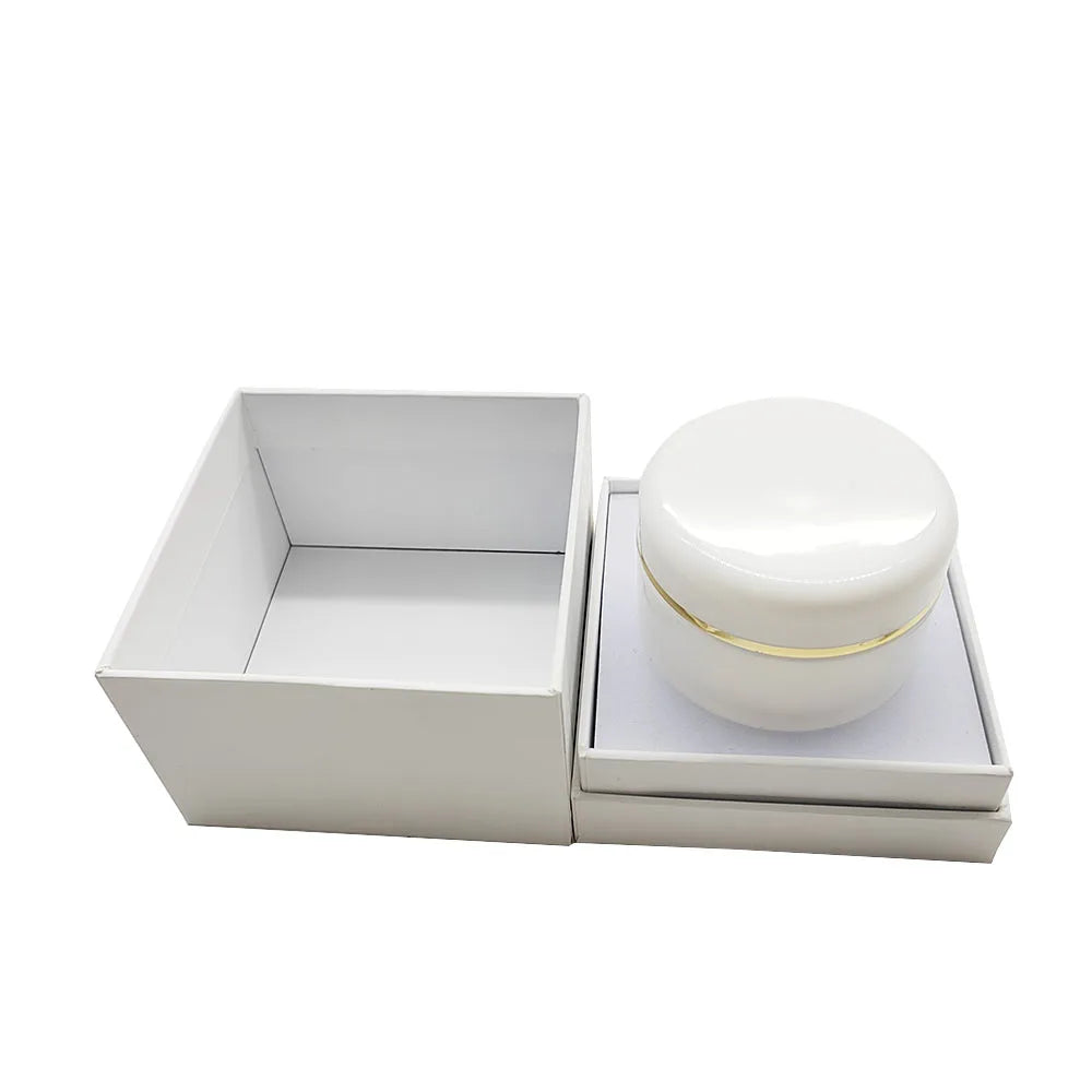 Chinese Factory Custom Embossed Matt Laminated Sponge Lined White Gold Foil Logo Paper Rigid Lid Base Box Face Cream Eye Cream