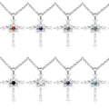 New Style Fashion Stainless Steel Cross Shaped Multi Natural Stone Pendant Necklace Personalized Pendant Unisex's Necklace Gifts
