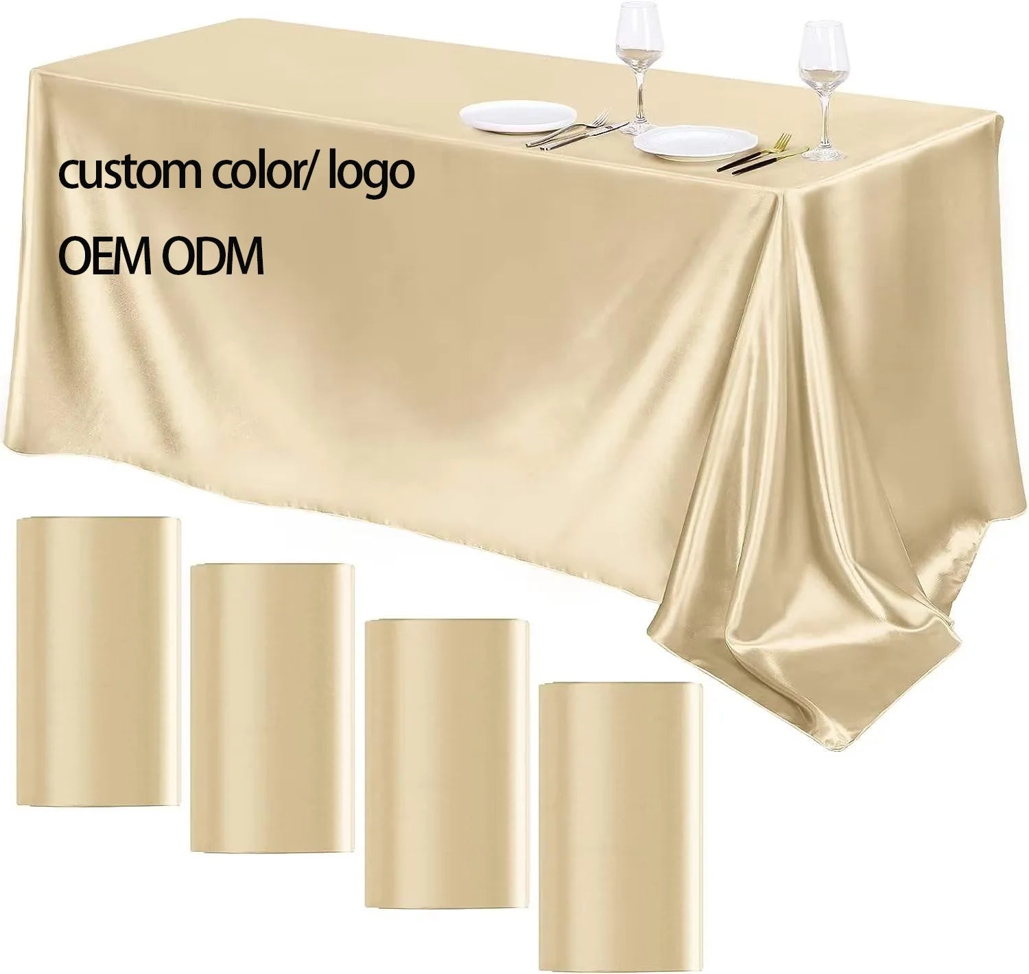 Champagne Gold Satin Party Table Cloth Tablecloth Table Cover Overlay for Birthday Wedding Banquet Restaurant Festival Party