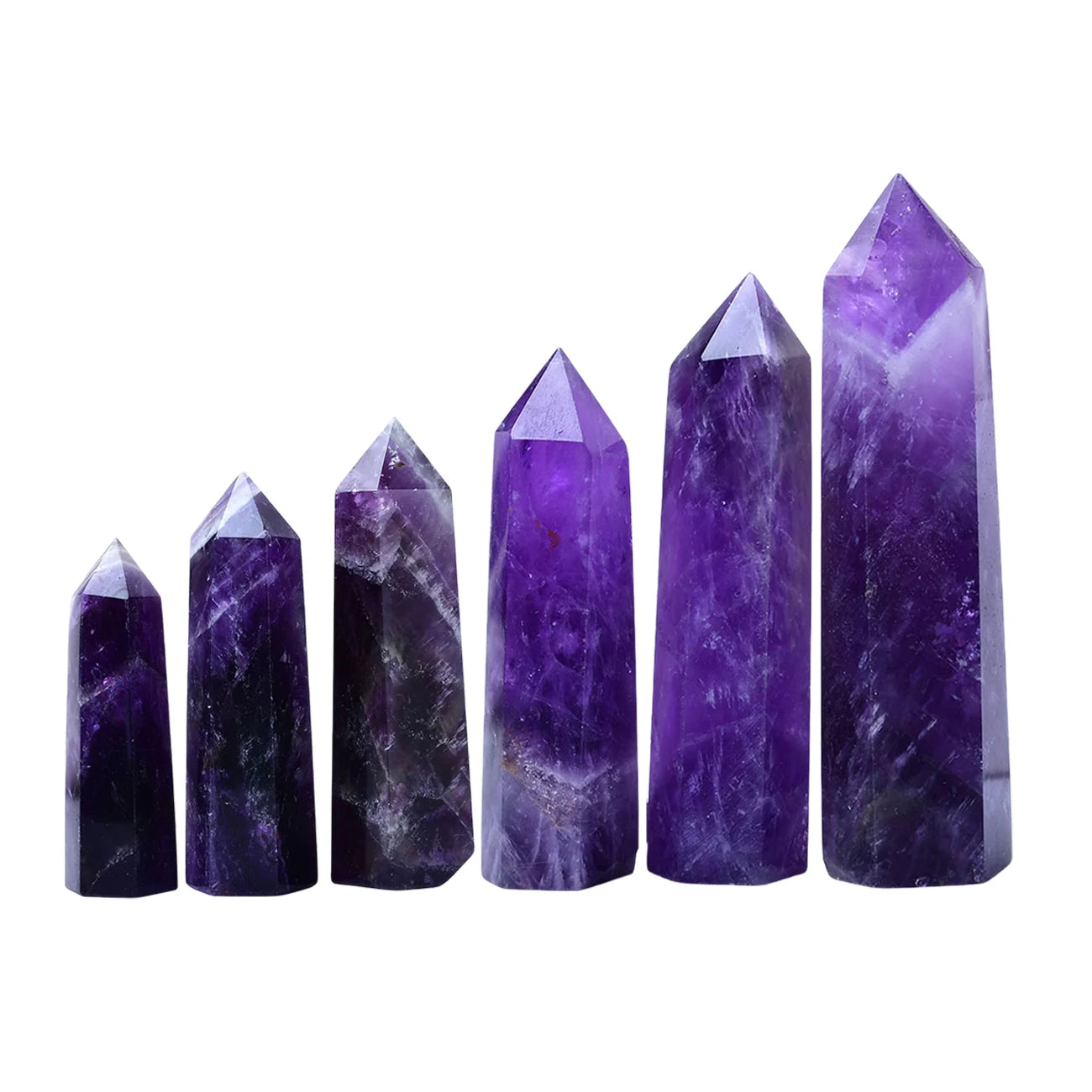 Fashion Special Multi-Sized Dark Amethyst Natural Stone Hexagonal Pillar Decoration Office Ornament Tower Stone Crafts DIY Gift