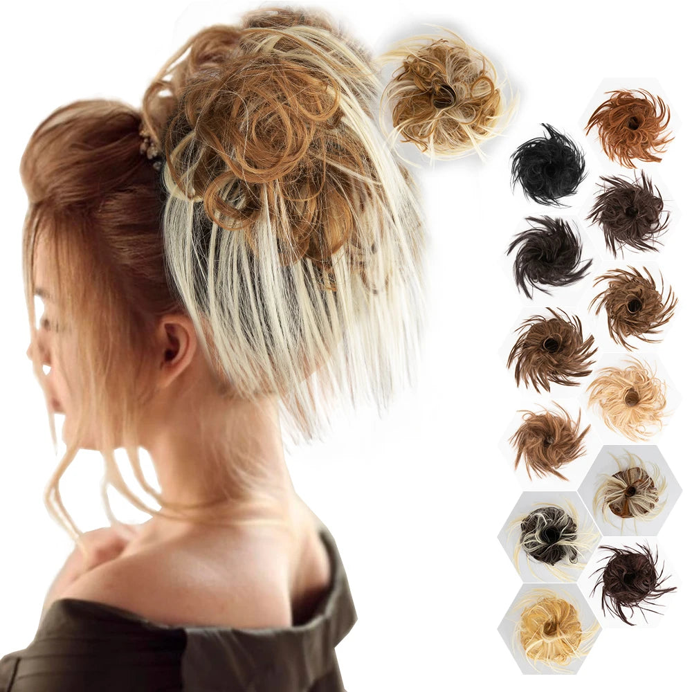 High Quality Cheap Curly Elastic Band Women Scrunchie Wrap Postiches Fake Perruques Synthetic Hair Chignon Hair Piece Messy Buns