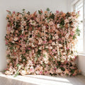 Wholesale Custom White Pink Wedding Supplies Decoration Rose Backdrop Silk Artificial Decorative Flower Wall
