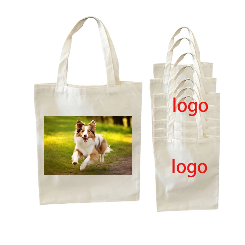 Shop Tote Custom Bag  Wholesale Custom Print Logo Cheap Reusable  Sublimation Shopping Bags Plain White Blank Canvas Tote Bag
