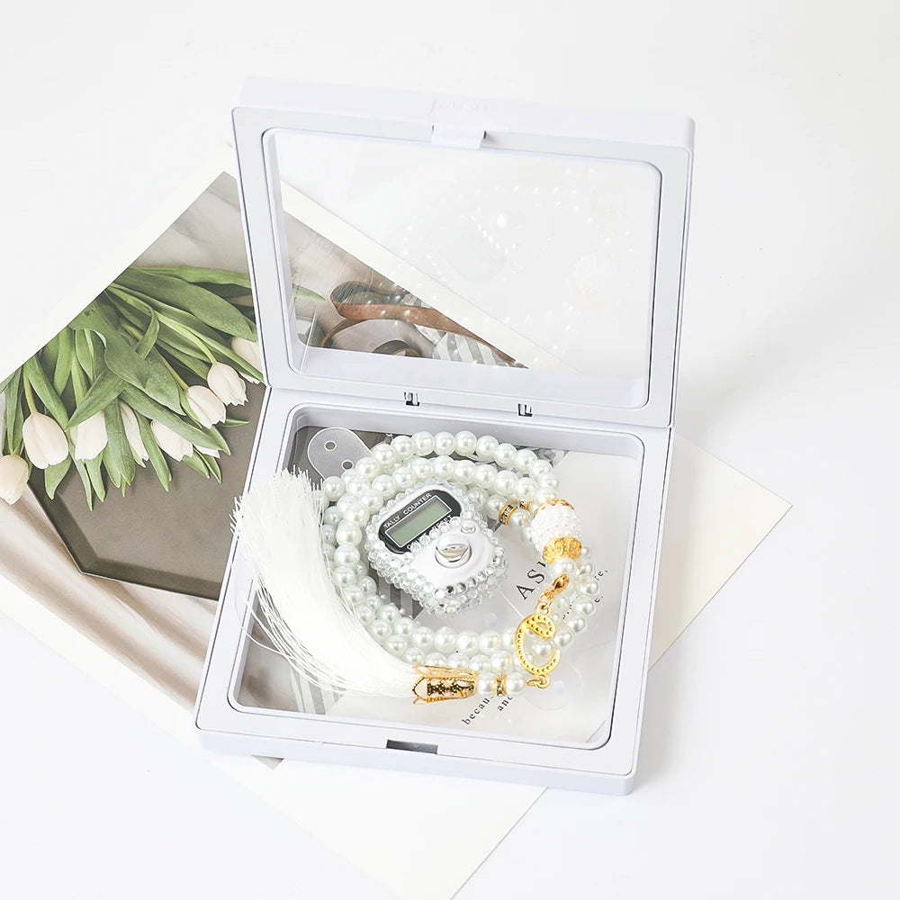 Finger Ring Digital Tasbeeh Tally Counter Islamic Prayer 99 Beads Tasbih With PE Box Misbaha Rosary Muslim for Her Wedding Gift