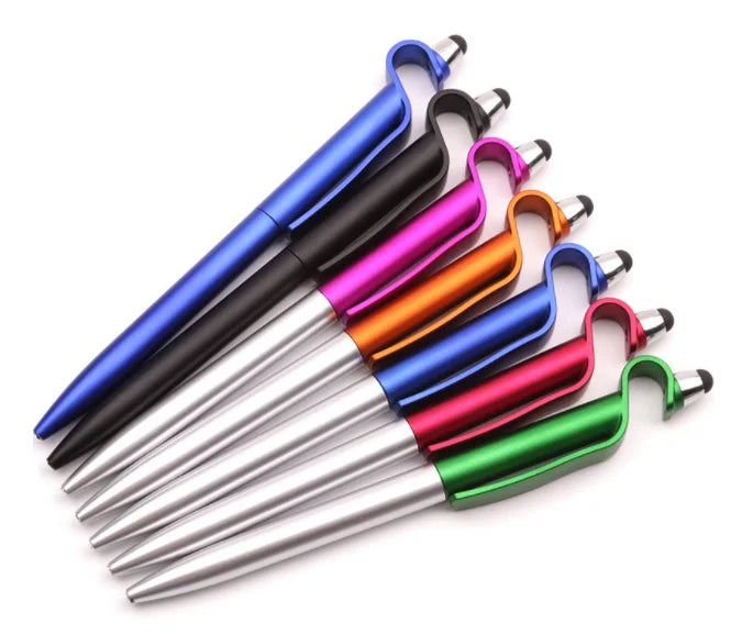 Custom Logo 3-in-1 Plastic Ballpoint Pen Stylus Pen Smartphone Holder for Promotional Giveaway Office Stationery