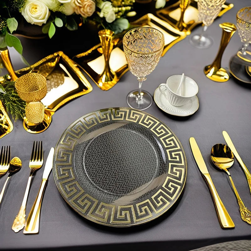 PS Dinner Plate Wholesale Party Table Decorative Underplates 13 Inch Gold clear Chargers Plates Wedding