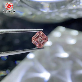 Redleaf Great Diamond Asscher Cut Fancy Pink Color IGI Certified 1CT 2Carat HPHT CVD Loose Lab Grown Diamond