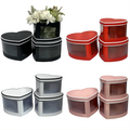 Creative Transparent PVC Window 3-Piece Heart Shaped Flower Box Set Embossed Printing Solid Color Companion Gift Packaging Box