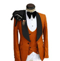 Tailor Made Orange Men's Suit 3 Piece Set Jacket Vest Pants Set Formal Wedding Groom Tuxedo Elegant Man's Blazer Prom Party Suit