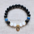 WMB44262 Black Tourmaline Selenite Mala Bracelet Wrist Mala Beads Yoga Jewelry Mala Boho Bracelet Gold Plated