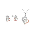 QX Custom Oem Wholesale Women Heart Cubic Zirconia Pearl Necklaces Earrings Luxury Fine Designer Ladies 925 Silver Jewelry Sets