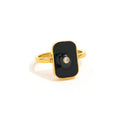 Tarnish Free PVD Gold Plated Black Enamel Rings for Women Stainless Steel Rings Trendy Jewelry
