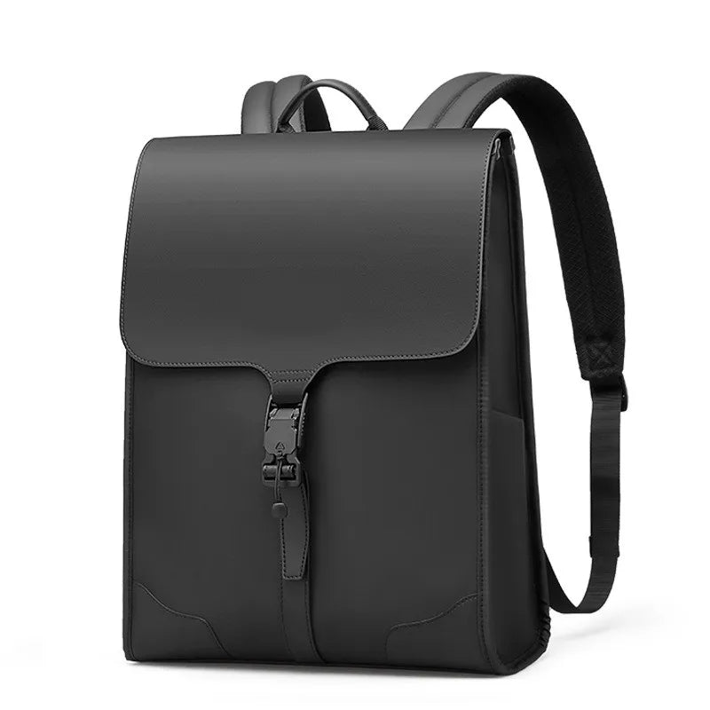 New Retro Flip Backpack for Unisex Casual College Student Travel Computer Bag Waterproof PU Material with Zipper Closure