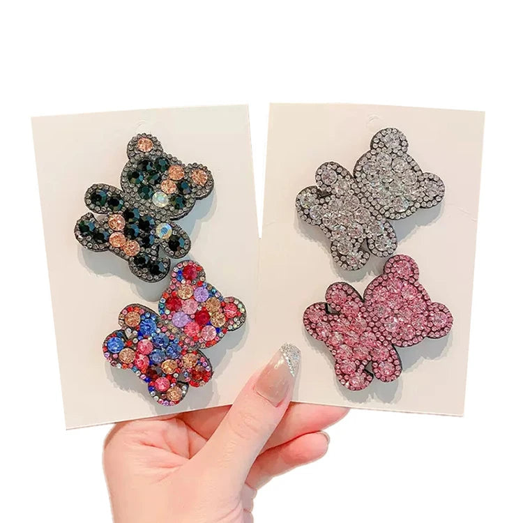 Classic Trendy Bear Shaped Hair Clip with Rhinestones Shining Hairpin Hair Accessories for Women