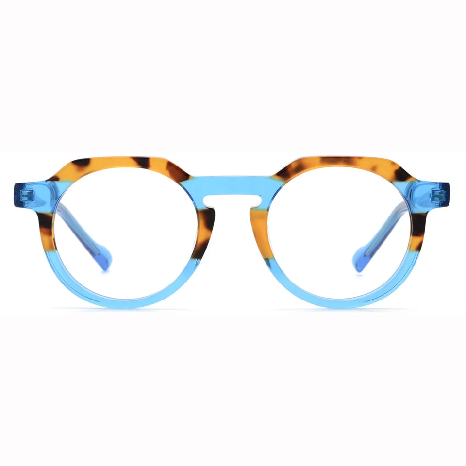 High-End Mosaic Color Acetate Optical Glass Frame Beautiful Round Eyeglasses Frames