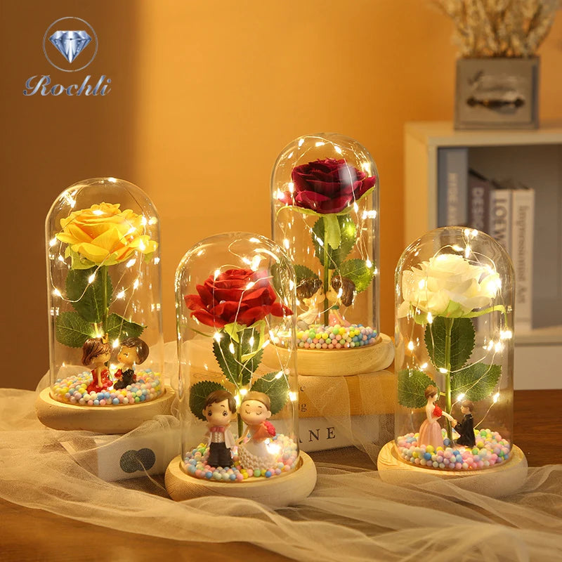 2024 Hot Sale Red Eternal Rose in Glass Dome for Valentine's Day Mothers' Day Christmas New Year Gift