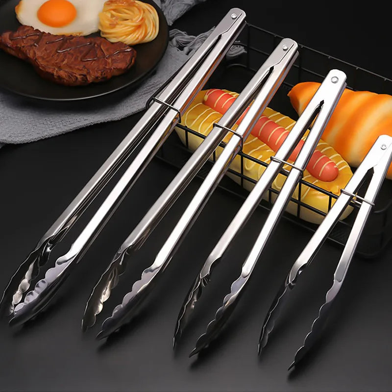 Hot Sale Stainless Steel Kitchen 9 Inch Food Clip 12 Inch BBQ Carbon Tongs