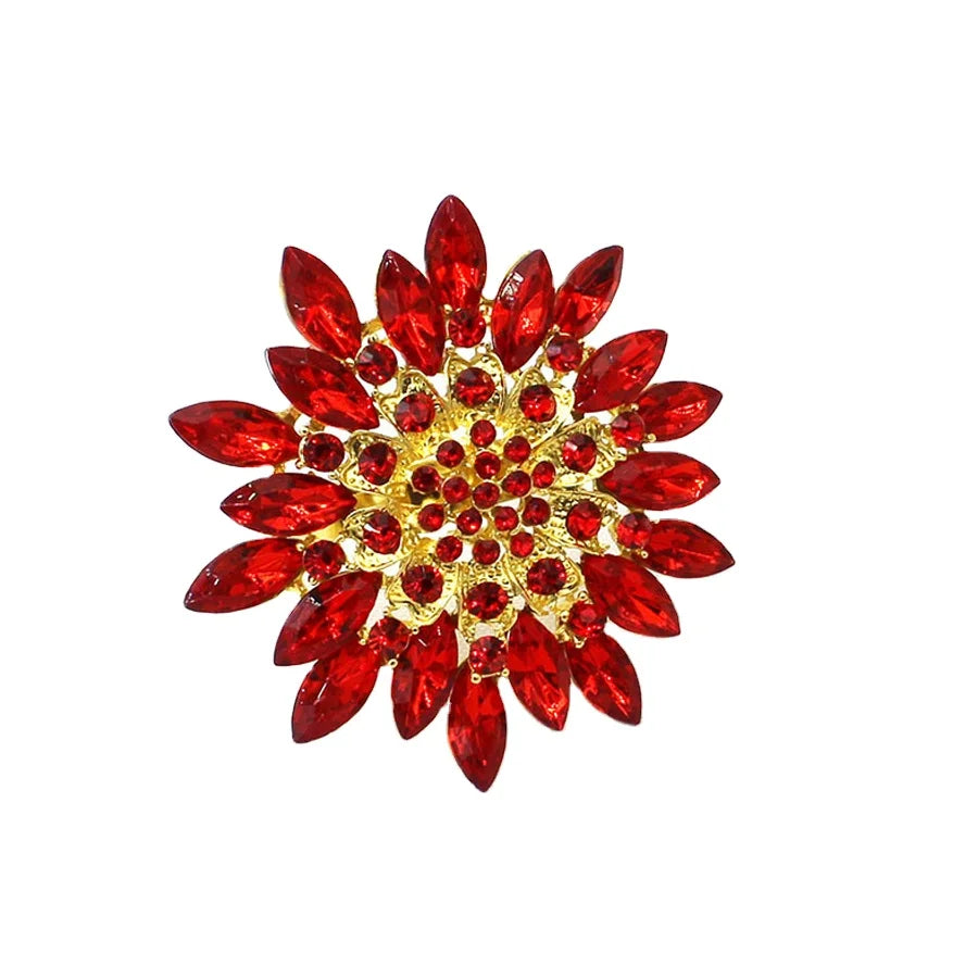 Large Flower Red Crystal Napkin Ring Napkin Buckles Party Wedding Rhinestone Napkin Rings Tableware Party Decoration