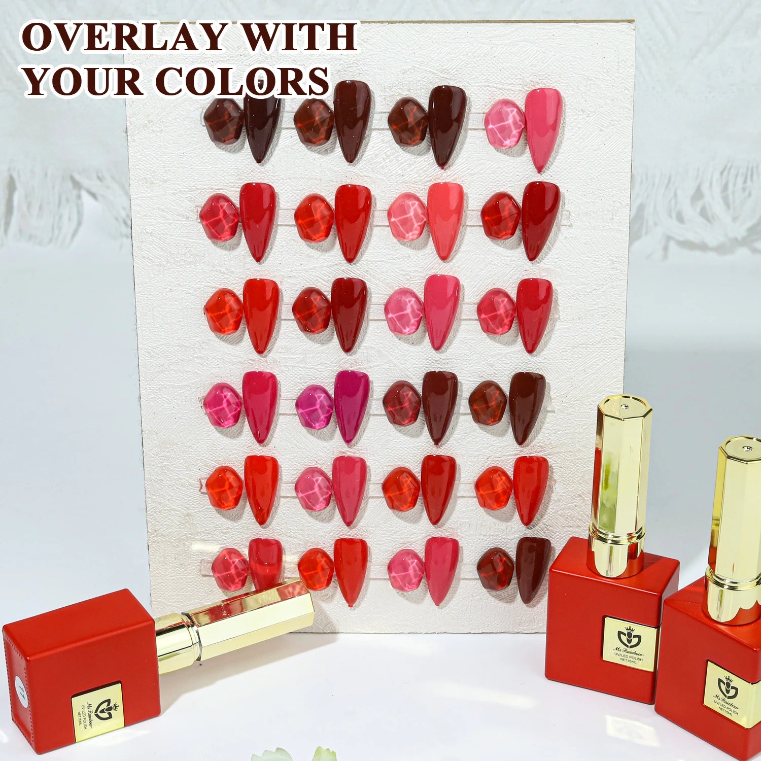 Ms Rainbow Gel Nail Polish Set Factory Price OEM Nail Art Supplier 24 Colors Nail Polish Series Unscented Red UV Gel Set