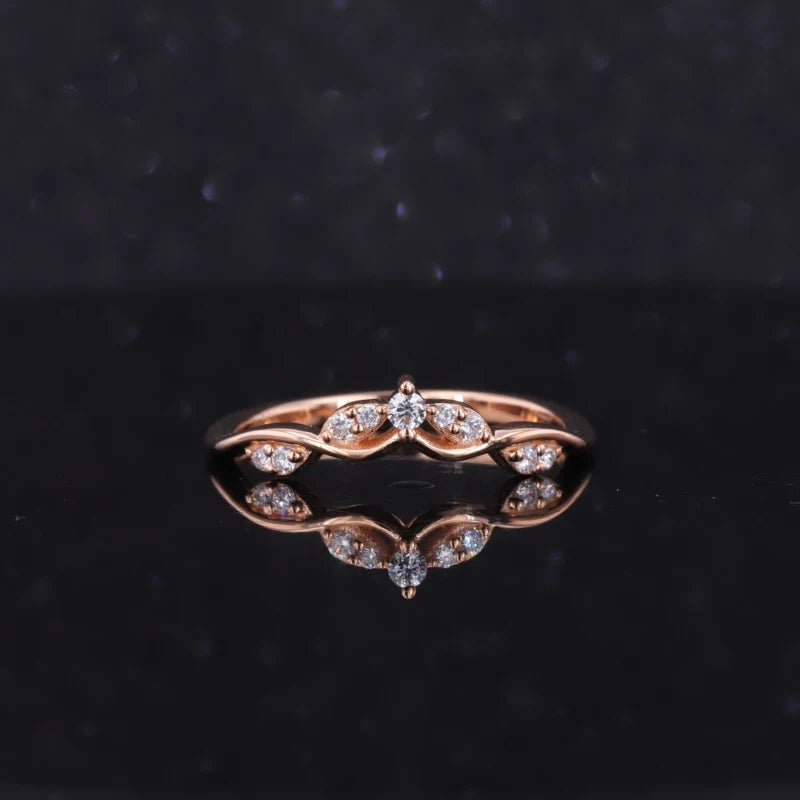 Starsgem 10k 14k 18k Rose Gold Delicate Band Ring Classic Lab Grown Diamond Wedding Ring
