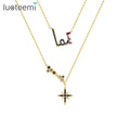 LUOTEEMI 2027 Dainty Fashion Colorful Gold Plated Jewelry Accessory Woman Girl Multi Layer Necklace
