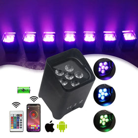 6x18W Wireless LED Par Can Battery Powered Uplight RGBWAUV Par Light DMX DJ Club Stage Lights