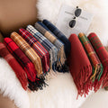 Wholesale Christmas Check Scarves Tassel Long Shawls Winter Imitation Cashmere Scarf Other Scarves for Men Women