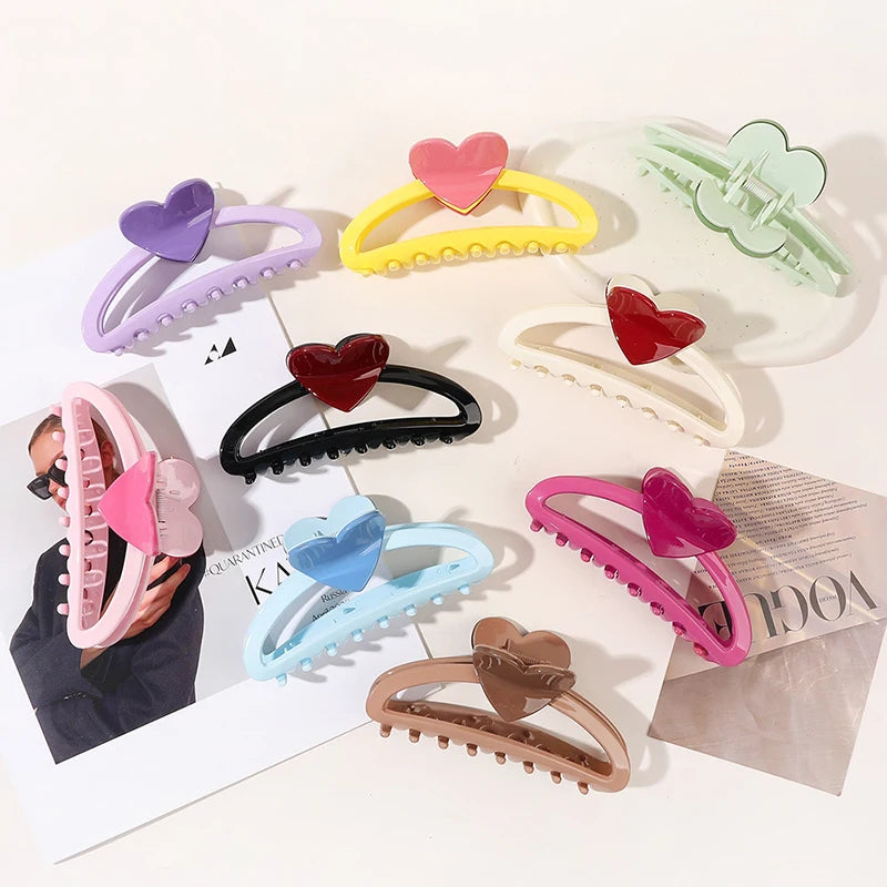 Hair Accessories Hair Grab Clip Claw for Disc Hair Decoration Women Scrub Girls Shark Hollow love Heart Clip Hairpins Claws