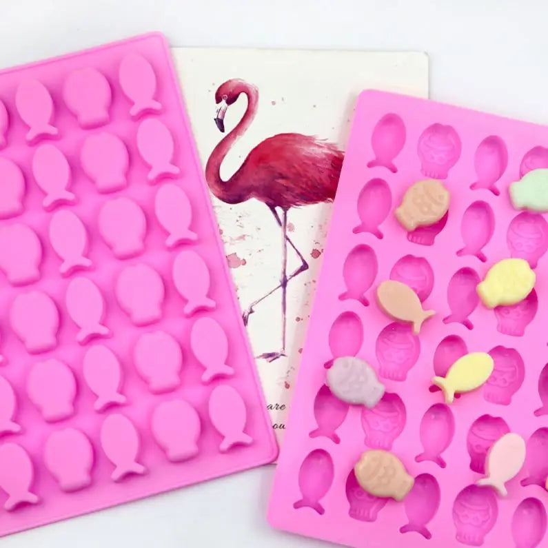 261 Factory Free Sample 36 Hole Fish Shape Silicone Gummy Candy Mold Silicon Chocolate Moulds Silicone Ice Cube Tray