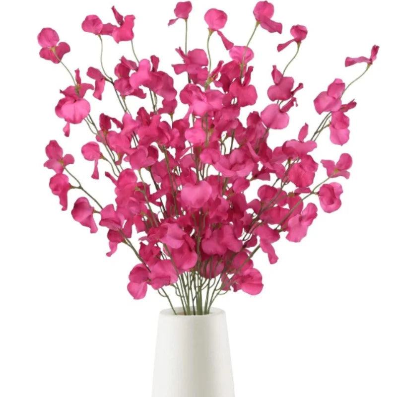 Artificial Silk Sweet Pea Flowers Tall Flowers Hot Pink Long Stem Artificial Flowers for Tall Vase Wedding Party Home Decoration