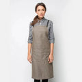 Custom Khaki Chef Apron Fashion Print Cotton Linen Kitchen Server Bib Embroidered Logo Customized Use for Cleaning