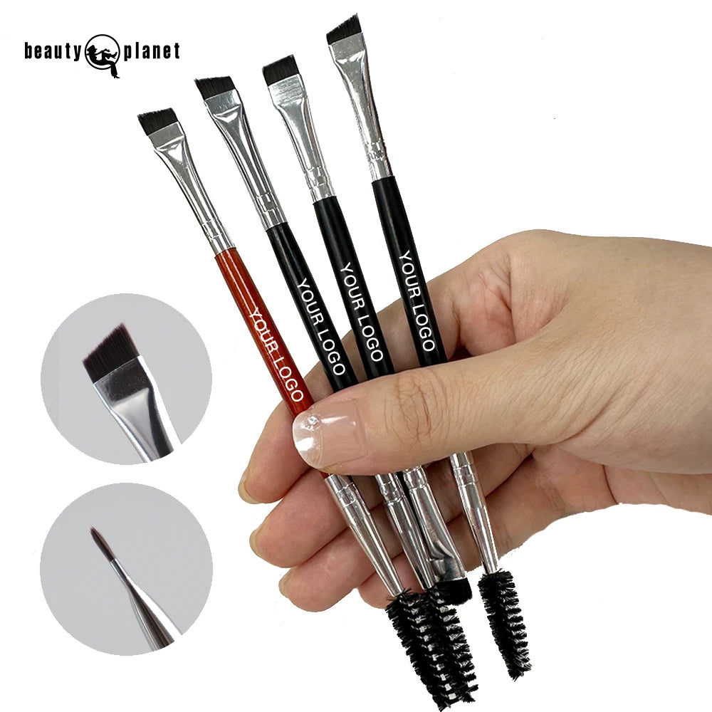 Beauty Planet Single Angled Eyebrow Brush Custom Logo Double Ended Ultra Thin Flat Eyelash Separator Eyeliner Eyebrow Brush