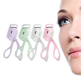 Wholesale Rechargeable Electric Mini Eyelash Curler Fast Heating Rotating Heated Eyelash Lifting Labeling Plastic